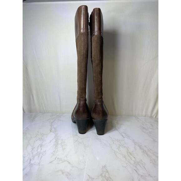 CLARKS DREAM REGAL Brown 37629 LONG BOOTS WOMENS 8.5M LEATHER ZIP SIDE SUEDE - Picture 3 of 10